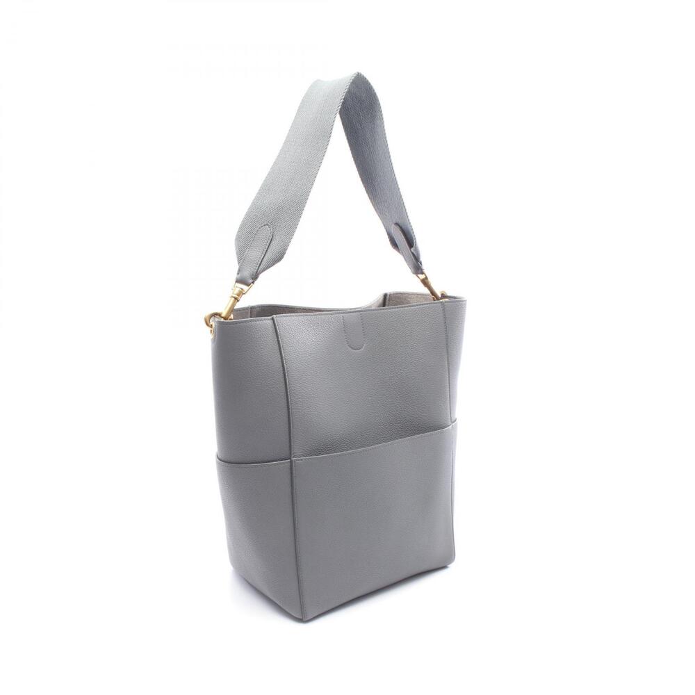 Celine Sangle Gray Shoulder Bag Bucket Leather